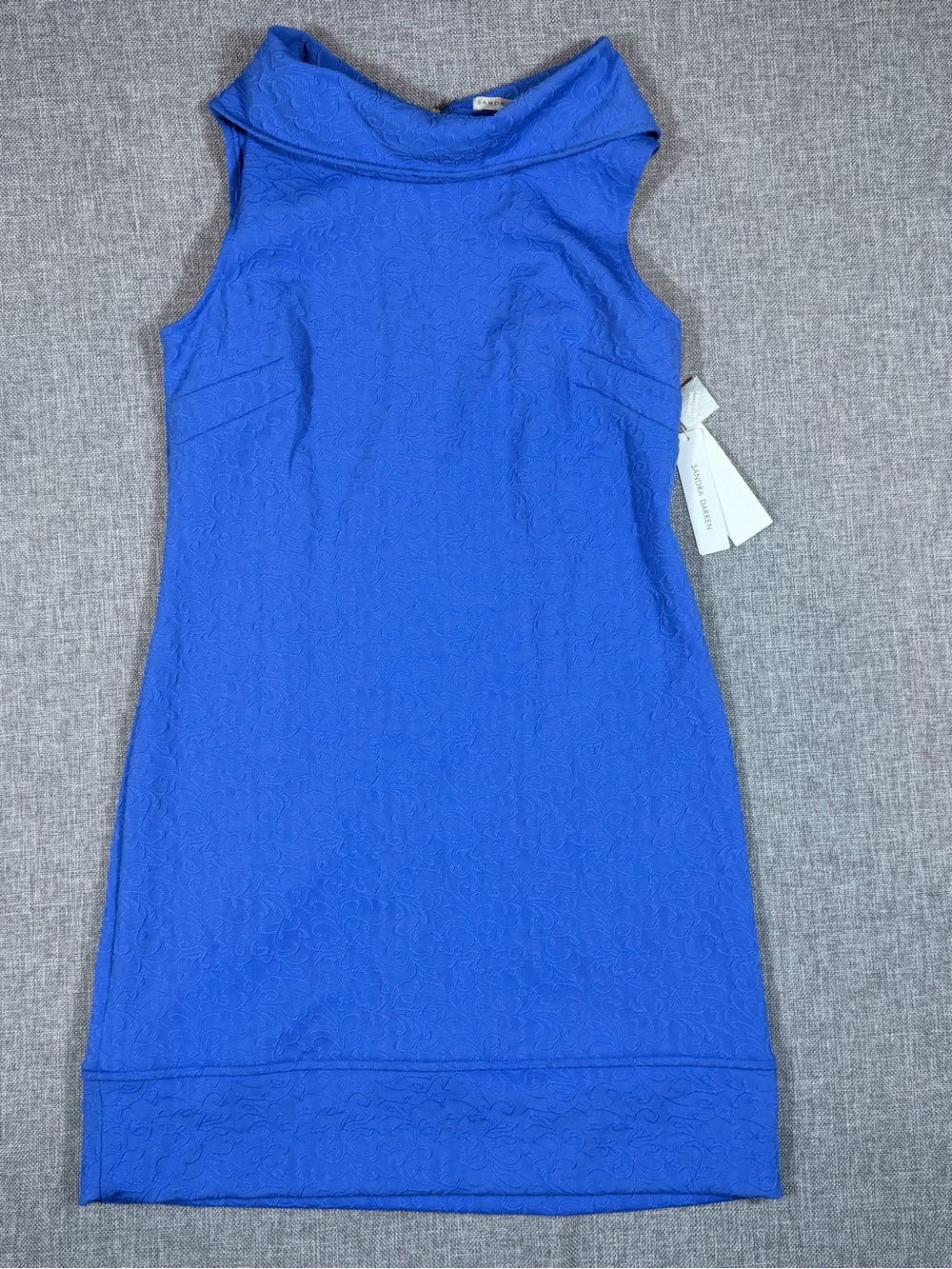 Sandra Darren Cobalt Blue Textured Sleeveless Sheath Dress